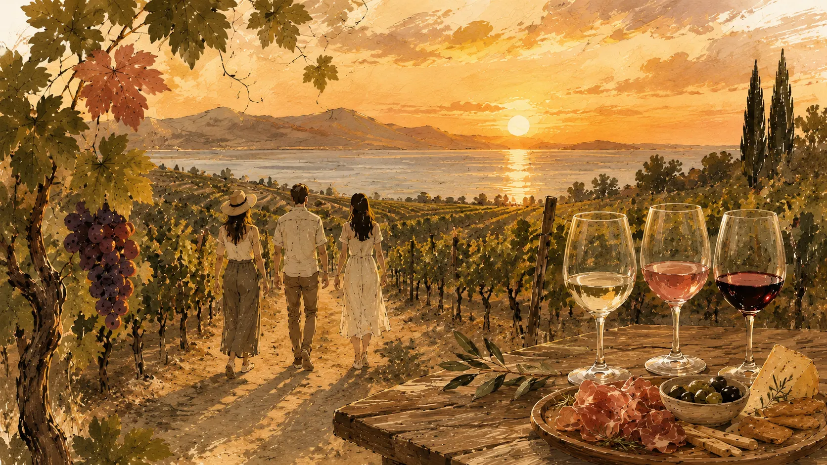 Sunset Vineyard Walk & Wine Tasting