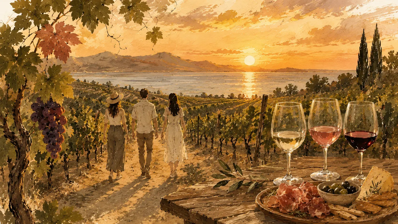 Sunset Vineyard Walk & Wine Tasting